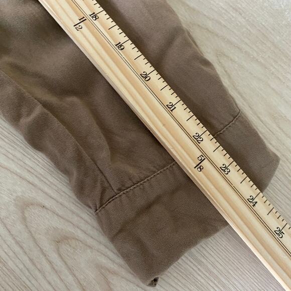 White Birch Frayed Hem Utility Shirt Women M Mushroom Tan Quiet Luxury Button Up - Picture 10 of 11